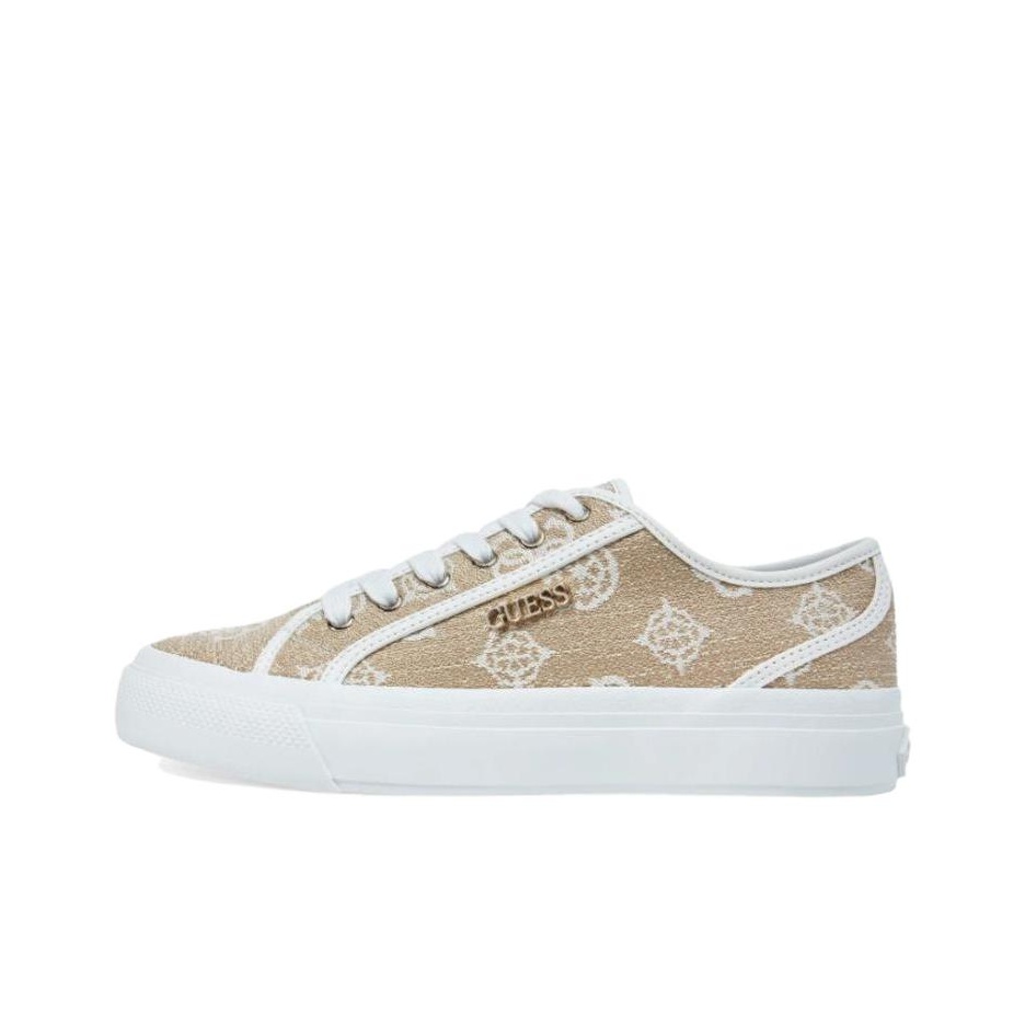 white and gold guess shoes
