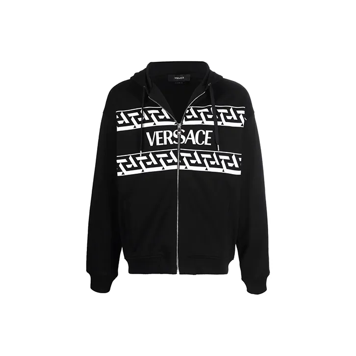 VERSACE Logo Printed Zipped Hoodie Sweatshirts