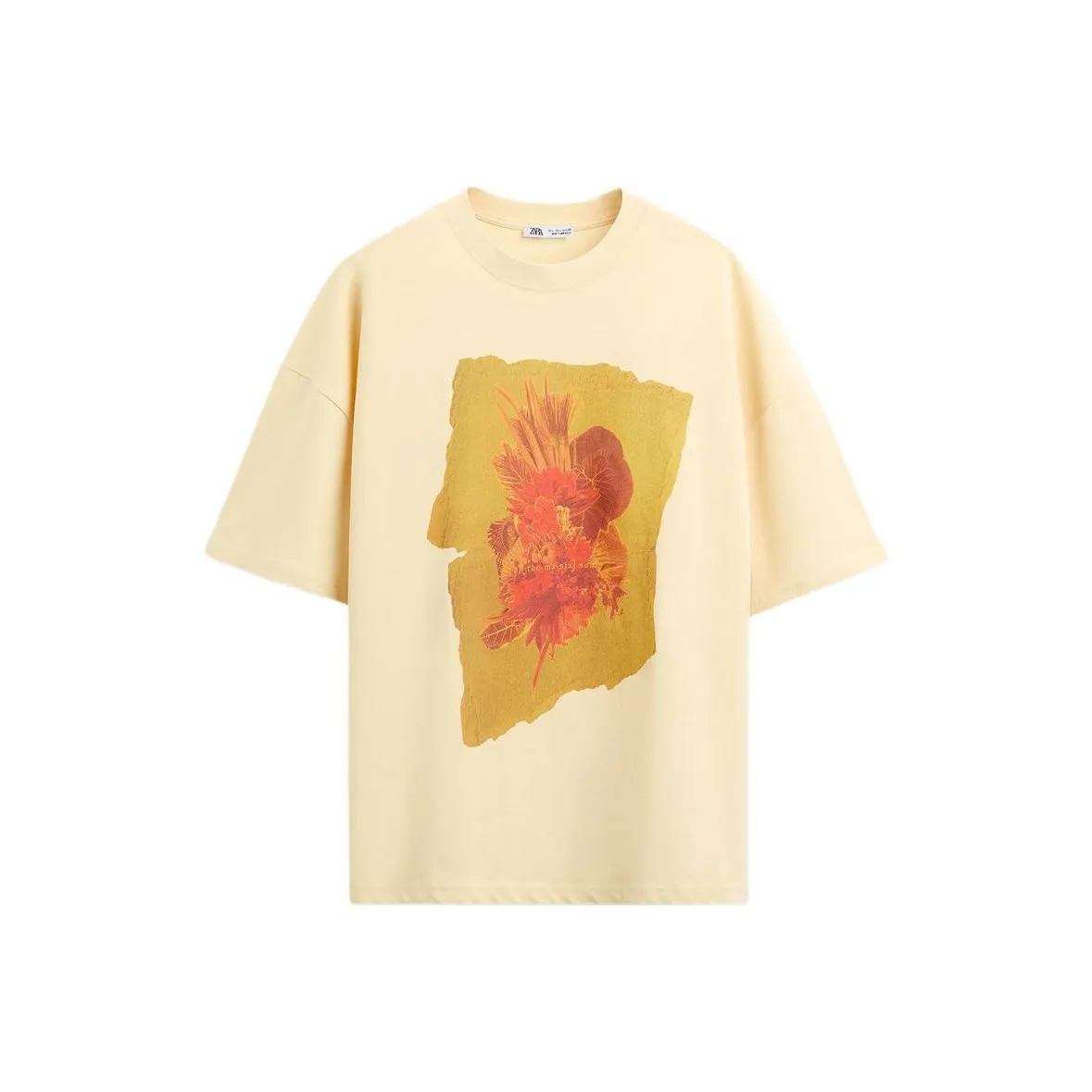ZARA T Shirts cotton-cashmere Men Orange