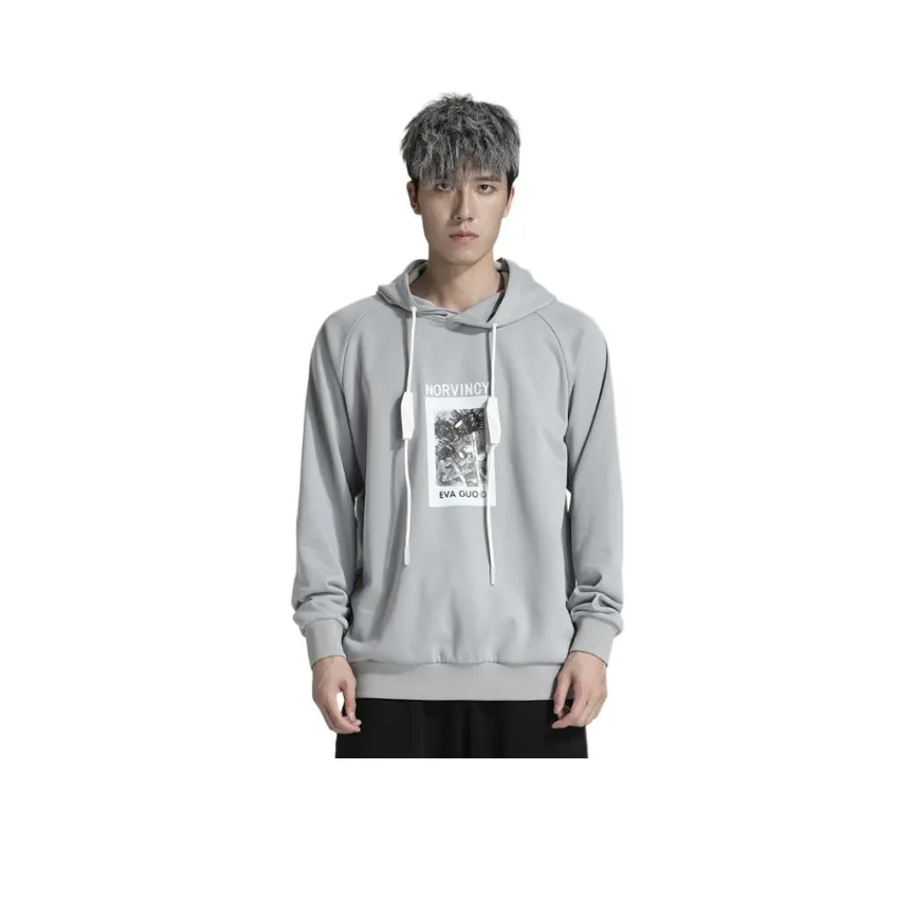 NORVINCY Hip Hop Relaxed Casual Outerwear Sweatshirt Unisex Gray NORVINCY Hip Hop Relaxed Повседневная Верхняя одежда Толстовка Унисекс Серый
