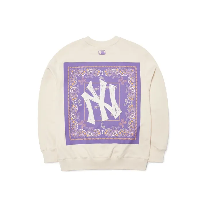 MLB Cashew Flower Sweatshirts Unisex Milk White