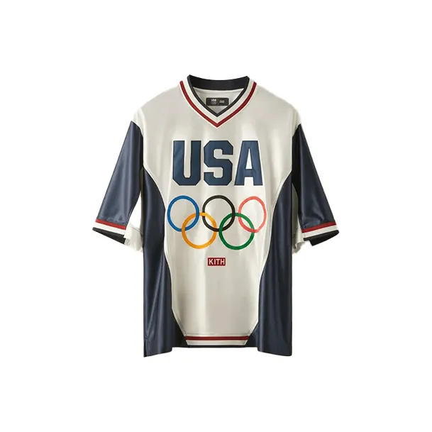 KITH USA Basketball Series SS24 Команда T Рубашка Унисекс Синий Белый