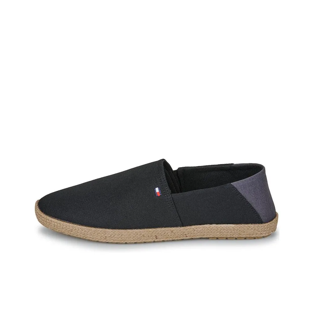 Tommy Hilfiger Flag Embroidery Fine Cleat Espadrilles Low Top Canvas Shoes Men's Black
