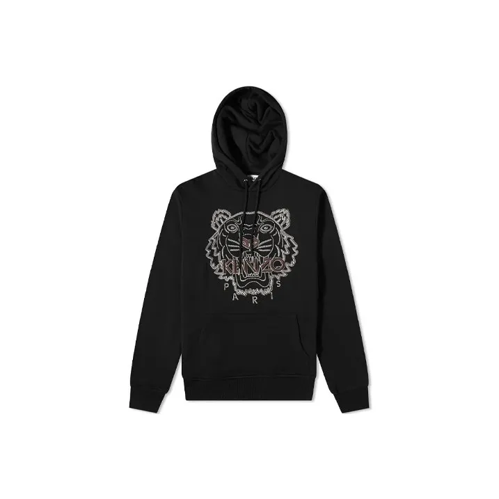 KENZO FW21 Tiger Embroidered Skate Hoodie Black