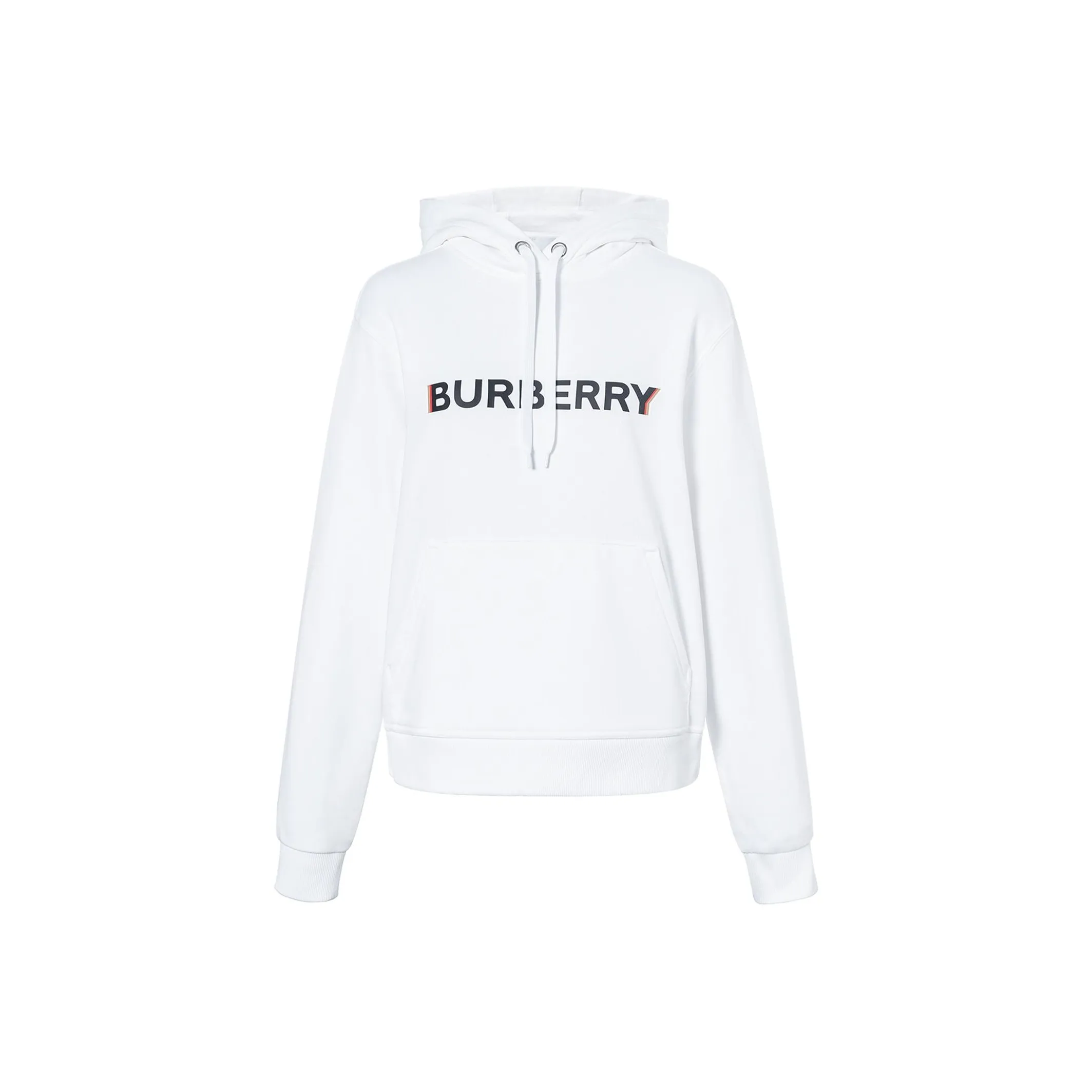 Burberry Unisex Letter Print Hooded Long Sleeve Sweatshirt White