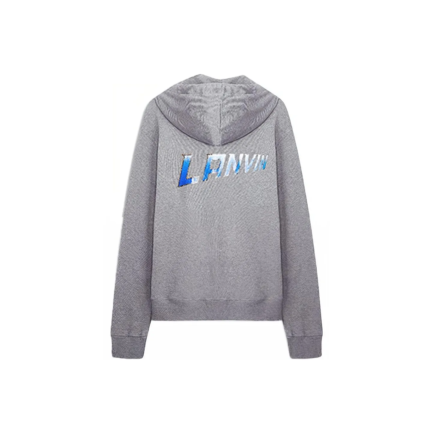 Lanvin Men Logo Zip Up Hoodie Grey