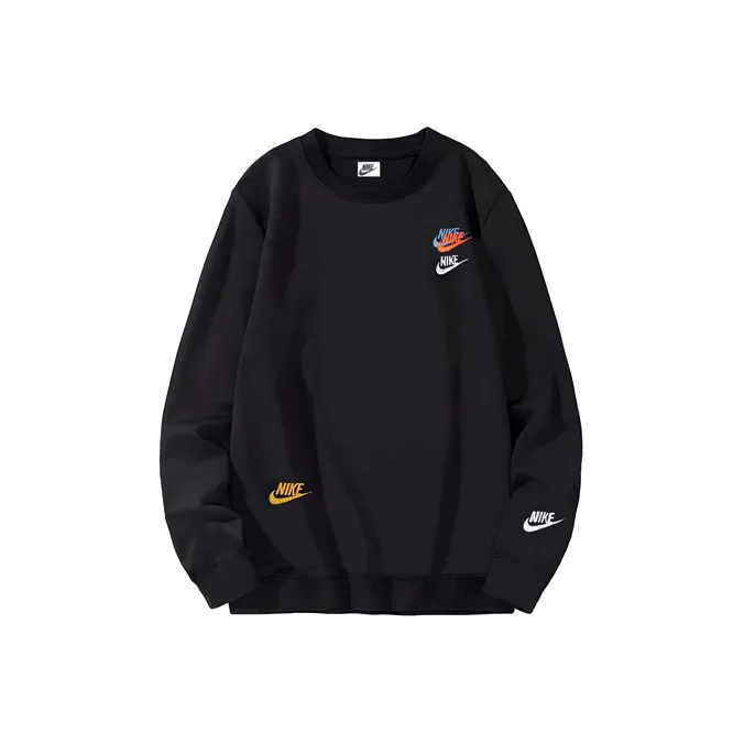 Nike Embroidered Round Neck Pullover Sweaters Autumn Black