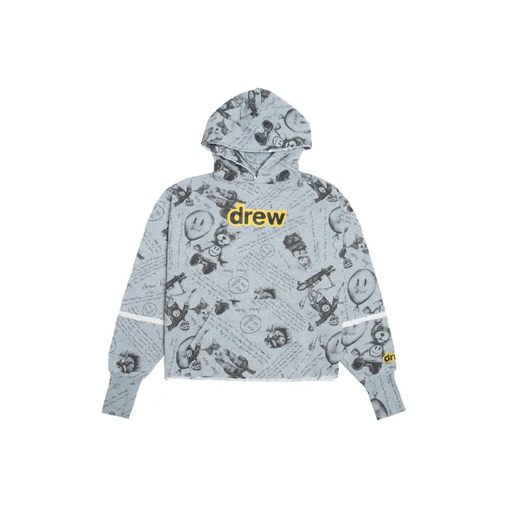 Drew House FW21 Idears Разобранный Толстовка Idears Вереск GREY Свитшот Унисекс Вересковый серый