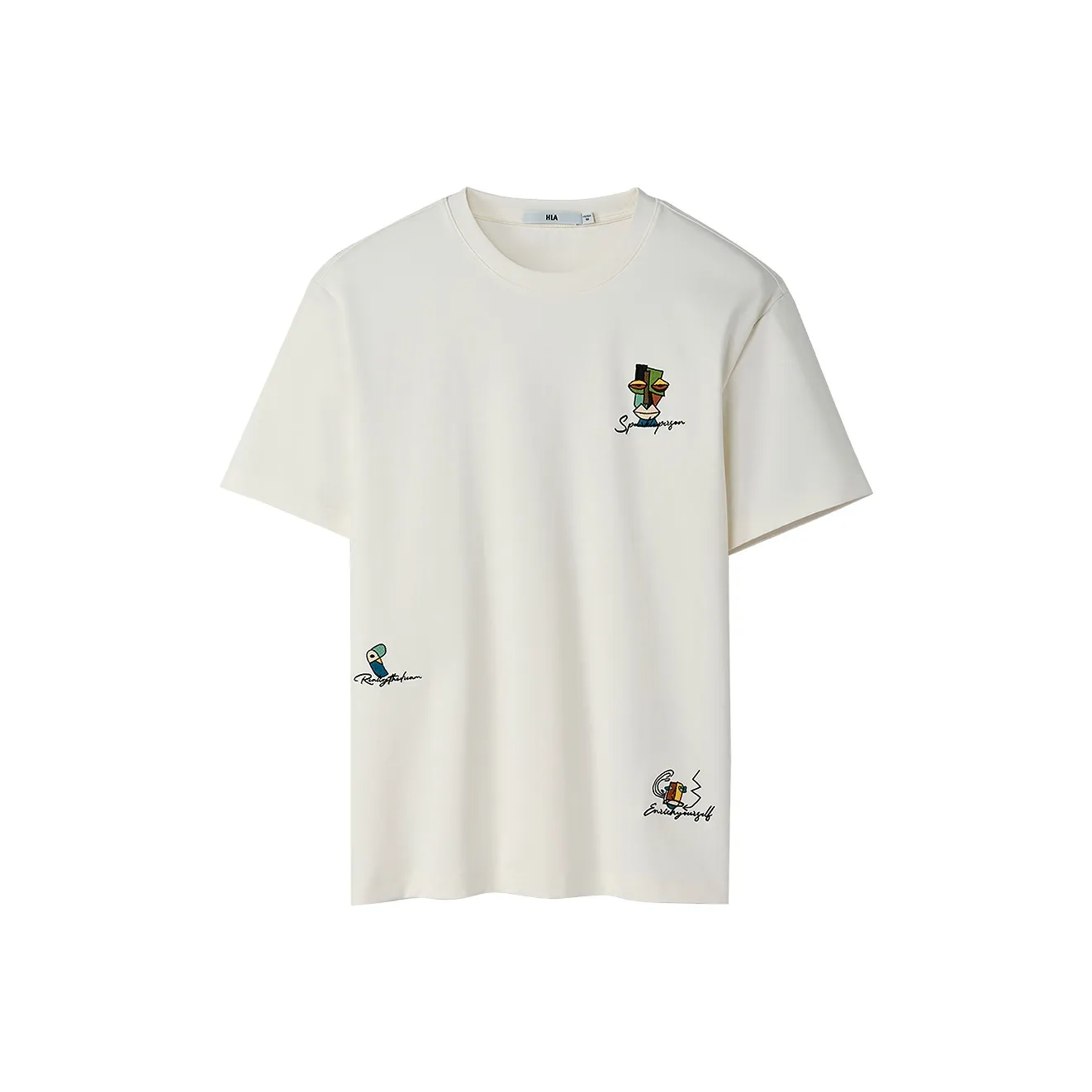 HLA T Рубашка Мужская Естественный Белый Цветочный