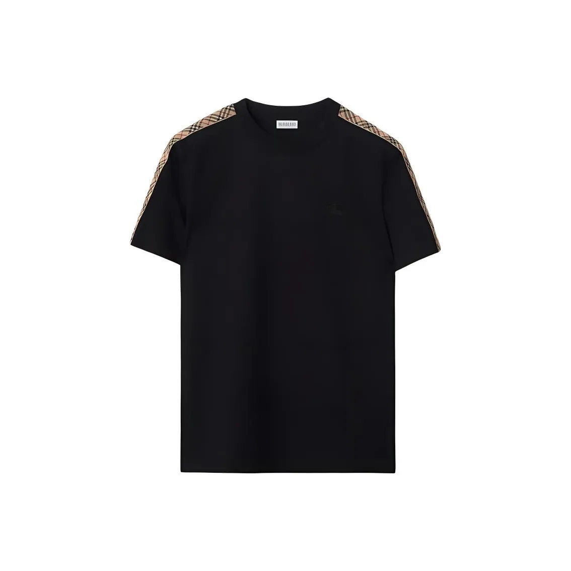 Burberry Checkered Trim Crewneck T Shirt
