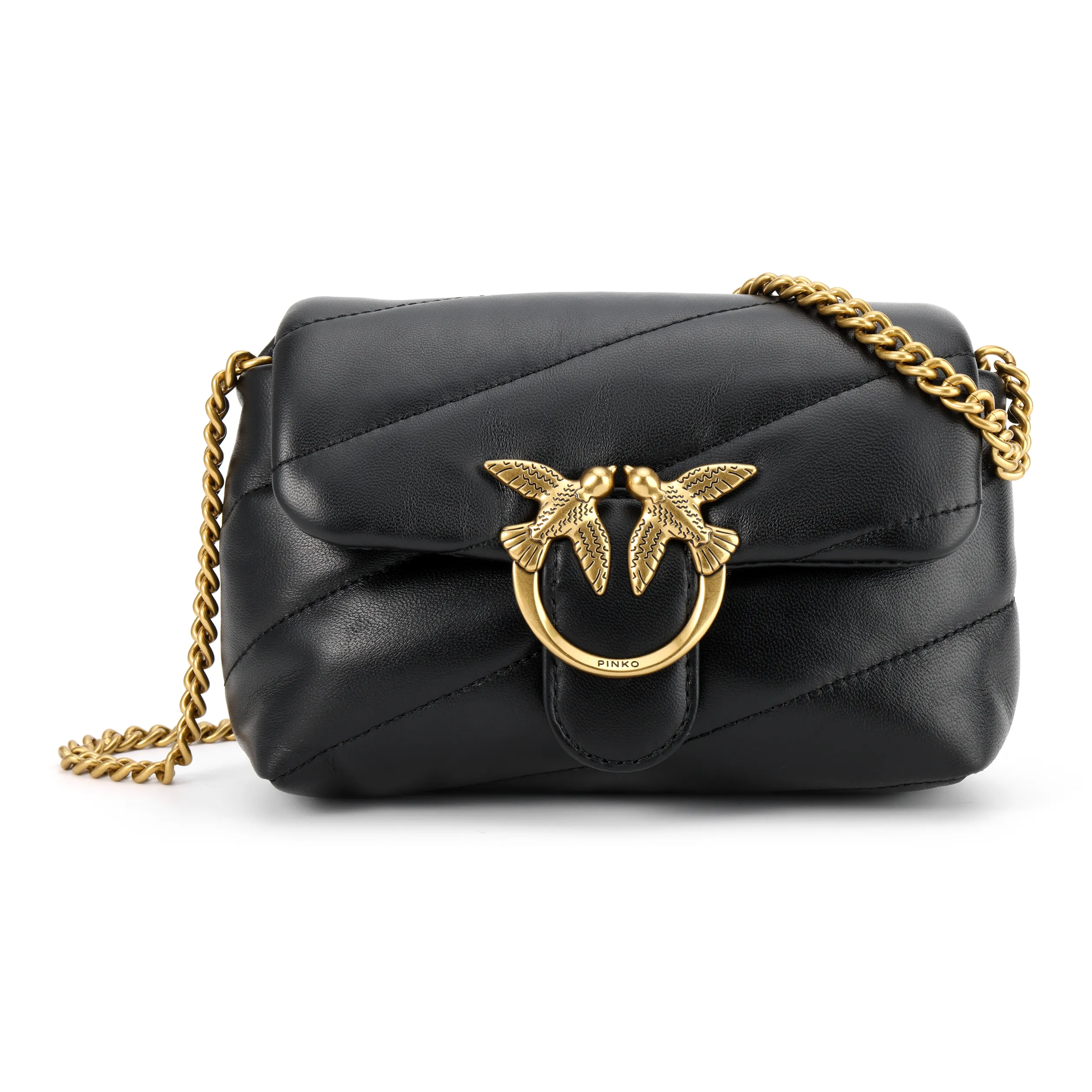 PINKO Puff Sheepskin Bird Bag, Swallow Bag, Crossbody Bag, Shoulder Bag Women's Black