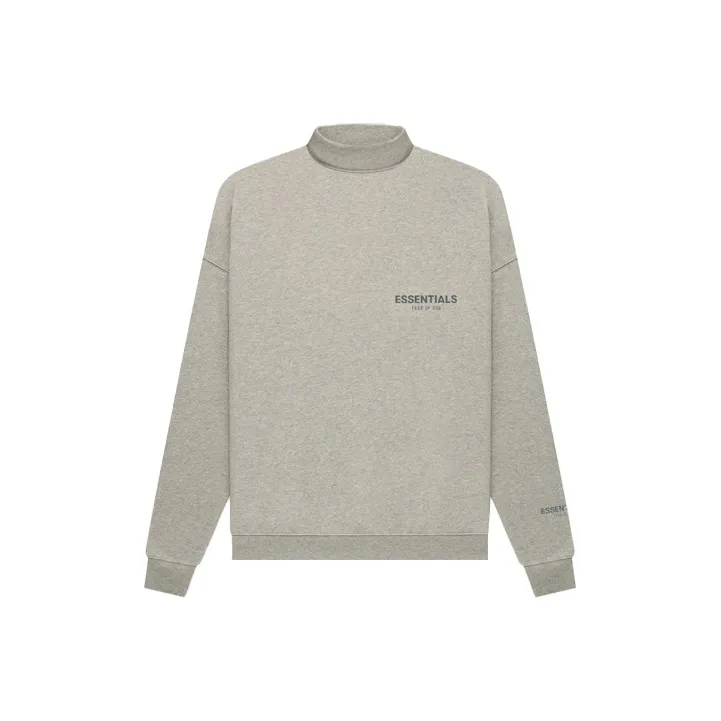 Fear Of God Essentials FW21 Пуловер Mockneck Темно-пшеничный серый Толстовка Унисекс Темный овсяный