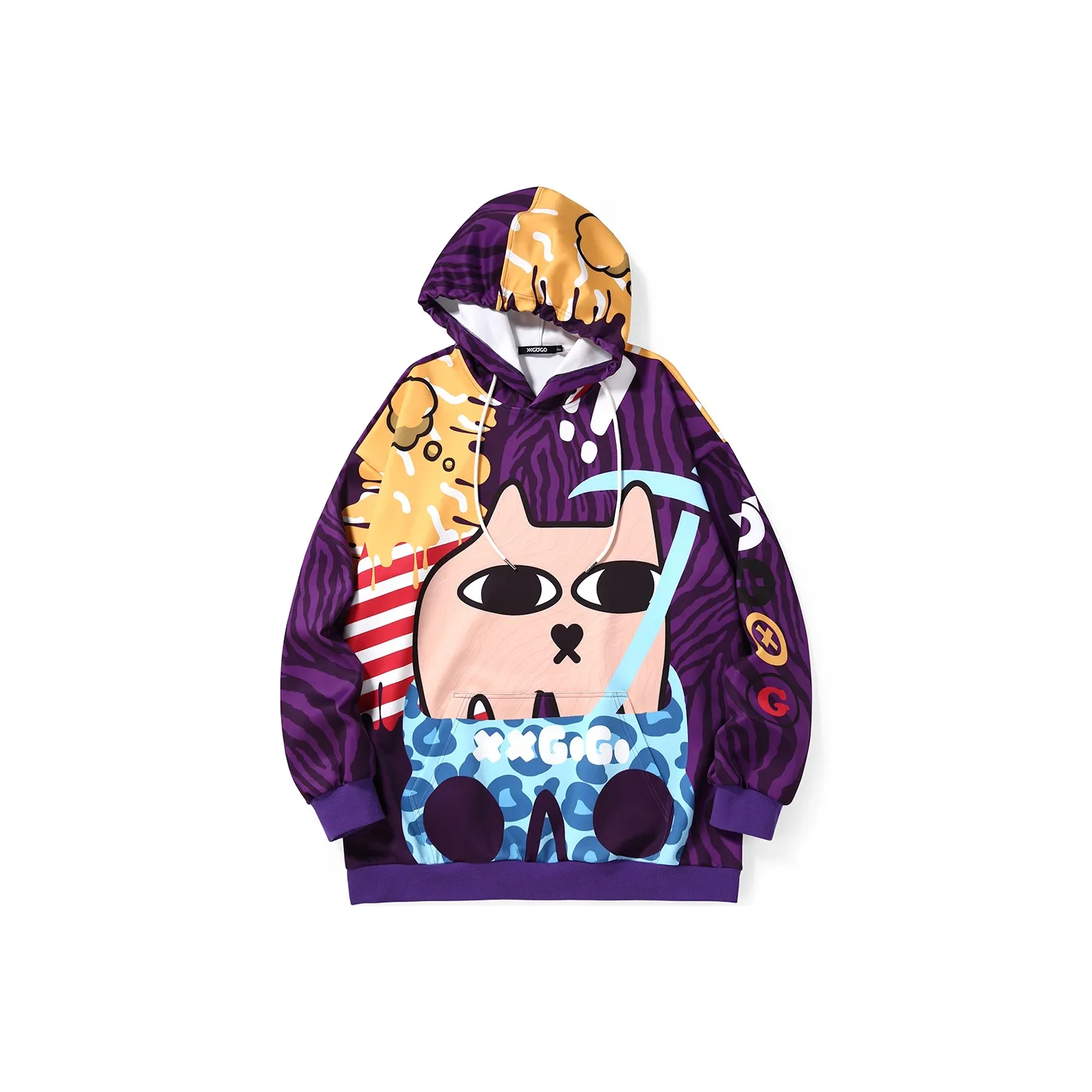 XXGOGO С капюшоном свободный крой стандартный свитшот унисекс фиолетовый