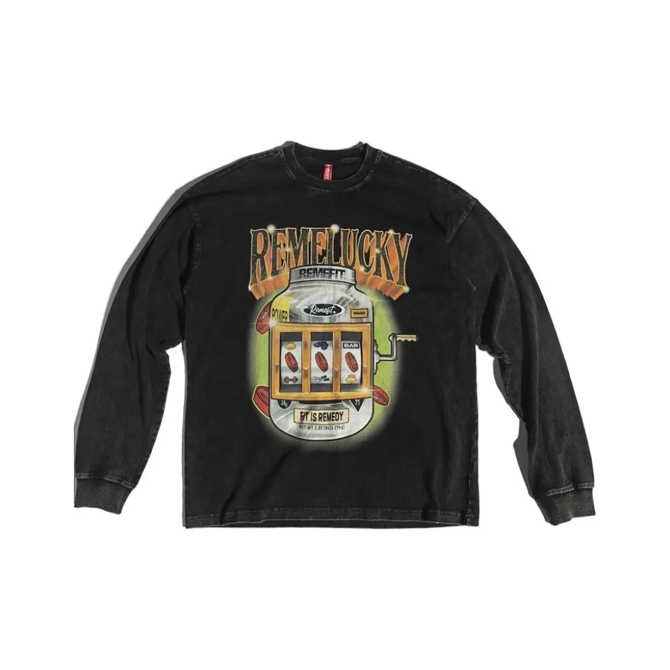 REMEFIT T-Shirt Унисекс Вымытый Винтажный Черный