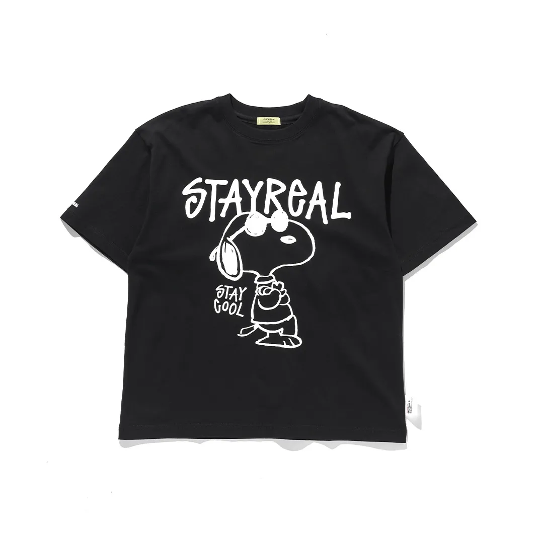 STAYREAL Cool Black Snoopy Loose Fit T Shirt Unisex