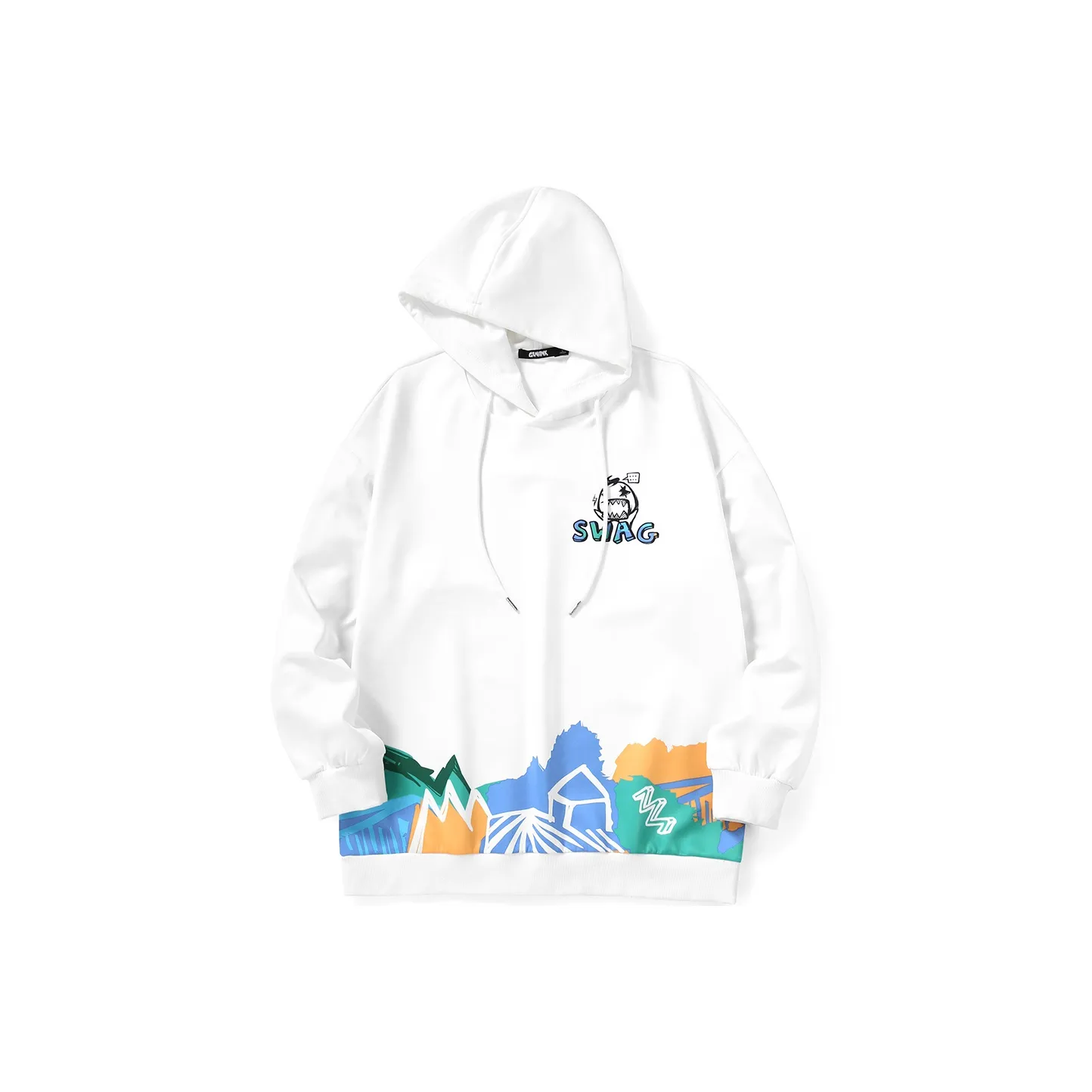 GENANX Hooded Loose Fit Regular Sweatshirt Unisex White