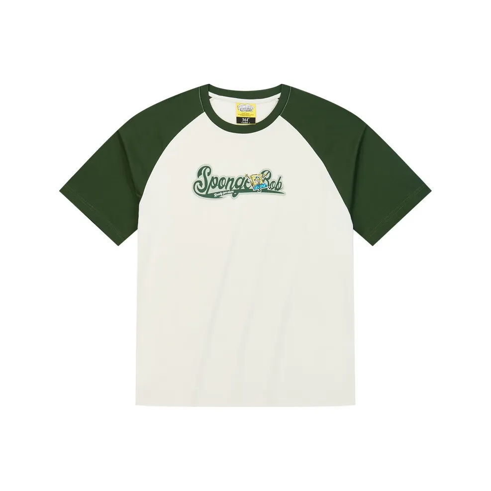 361° x SPONGEBOB SQUAREPANTS, T Shirt Unisex Cream White/Sauerkraut Green
