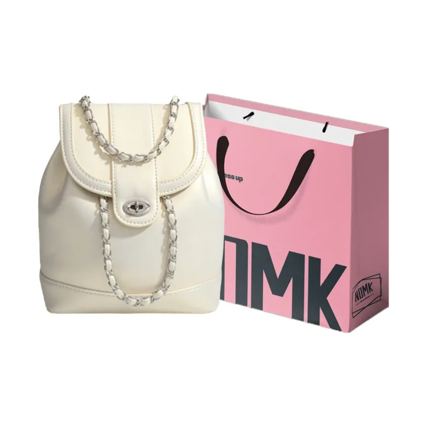 NOMK ПУ (полиуретан) Сумка-ведро Рюкзак Стандартный Женский Жемчужный Белый Жемчужный Розовый