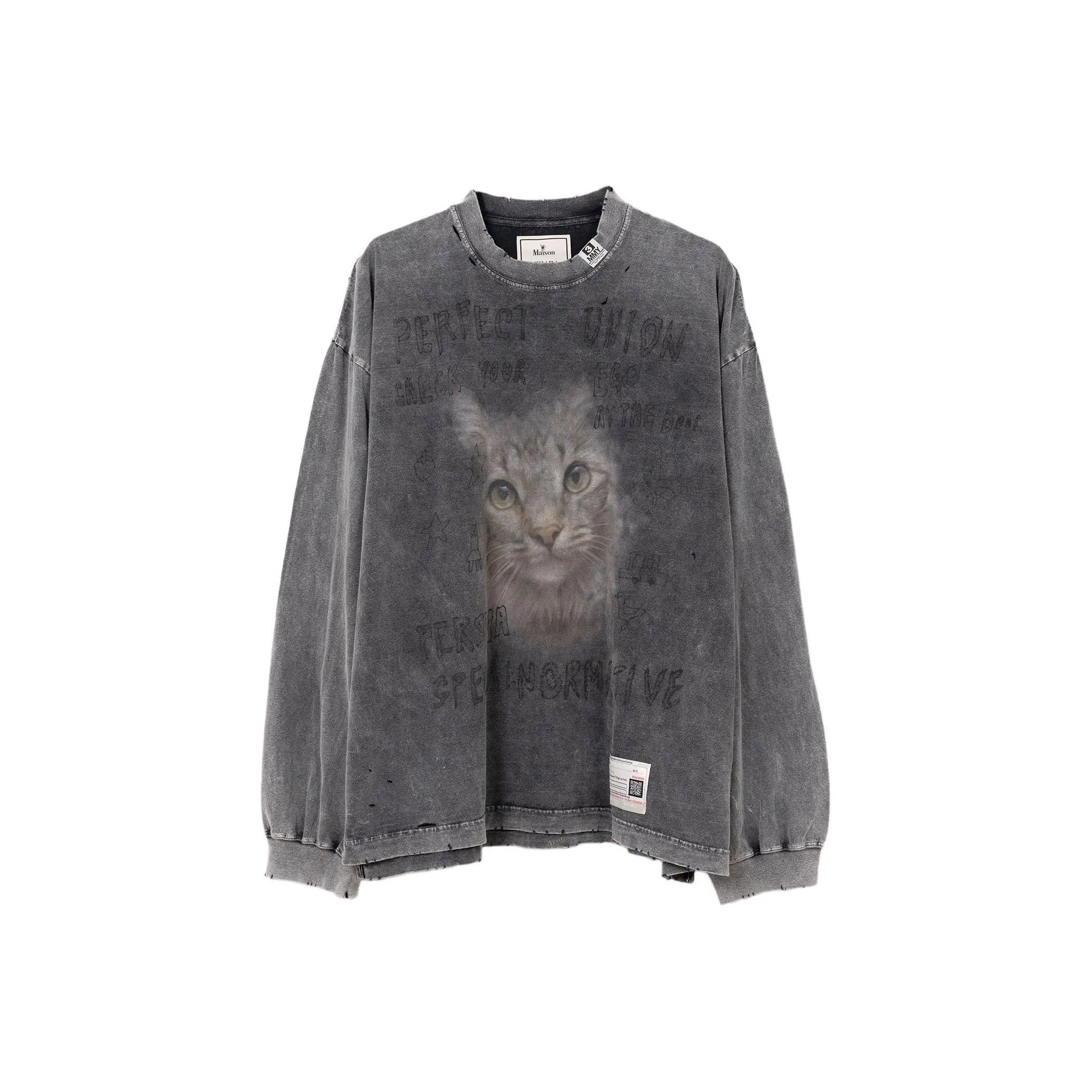 Maison Mihara Yasuhiro Bleached Cat print T shirt