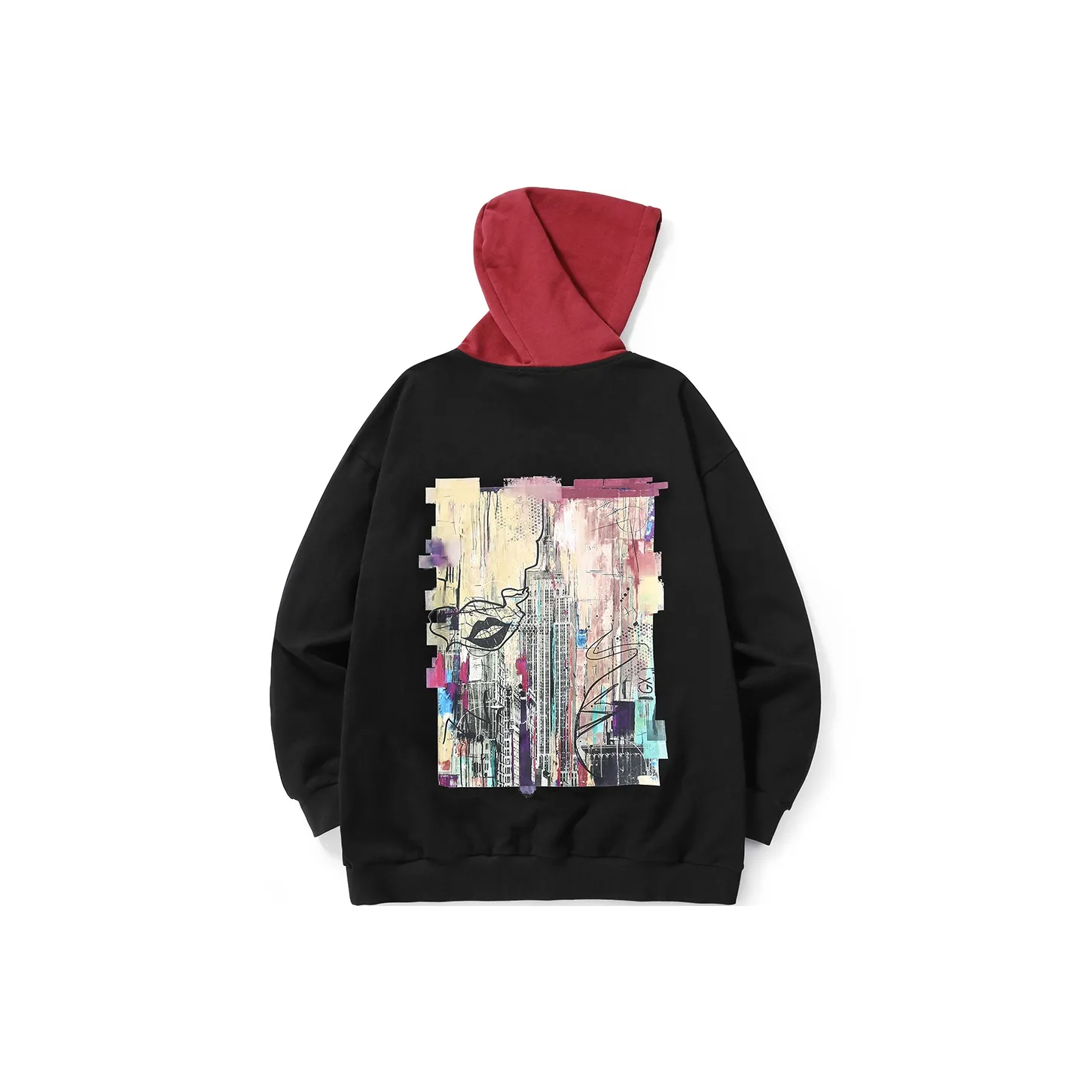 GENANX С капюшоном свободный крой стандартный толстовка весна лето осень And зима унисекс черный