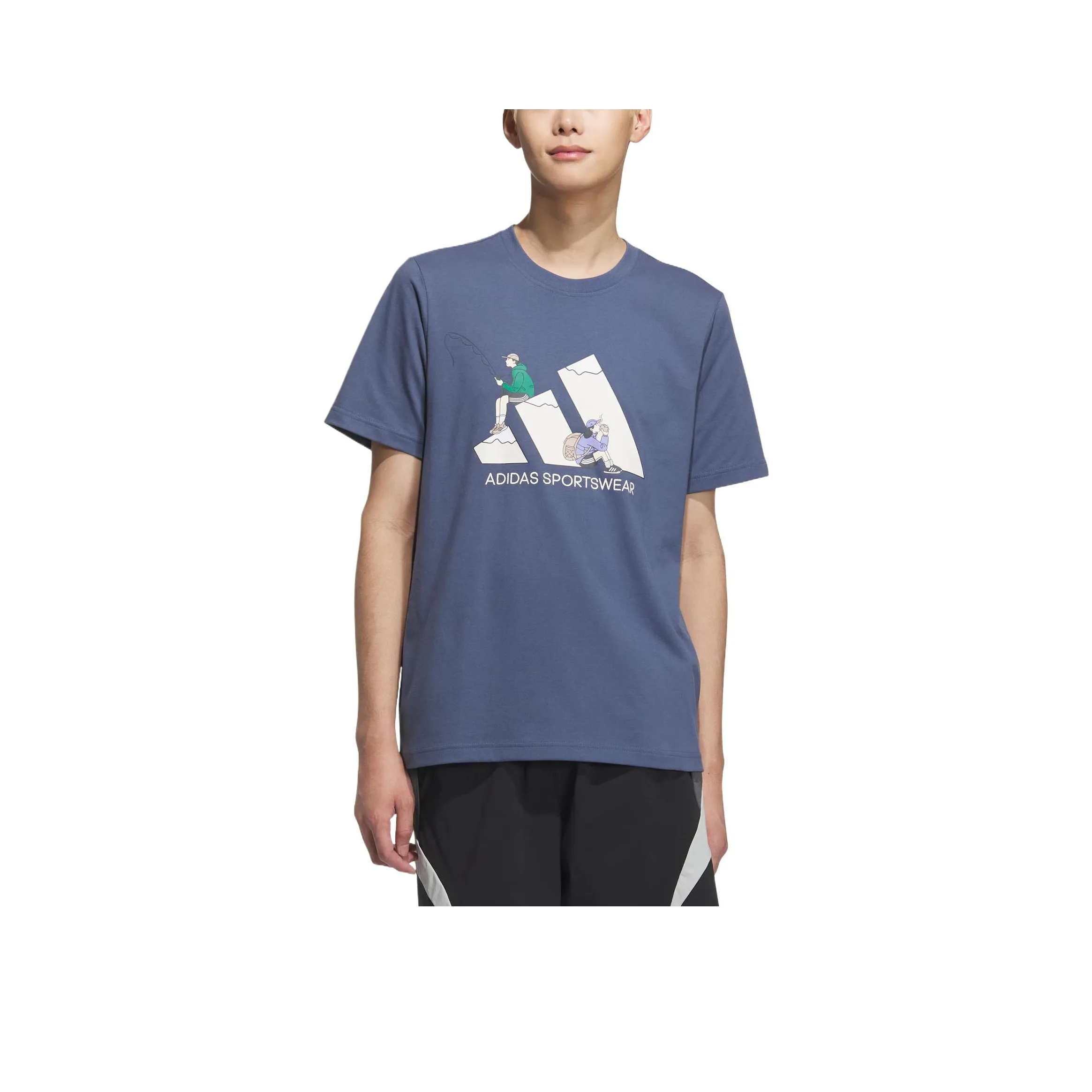 Adidas Graphic Short Sleeve T-Shirt Рубашка T-Shirt Мужская Серый Синий