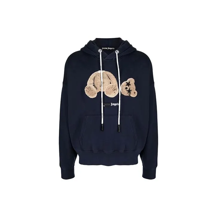PALM ANGELS Bear Print Sprayed Logo Hoodie