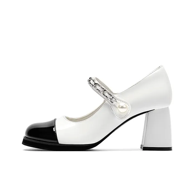 WUGUNIANG Туфли Мэри Джейн Женские Белые