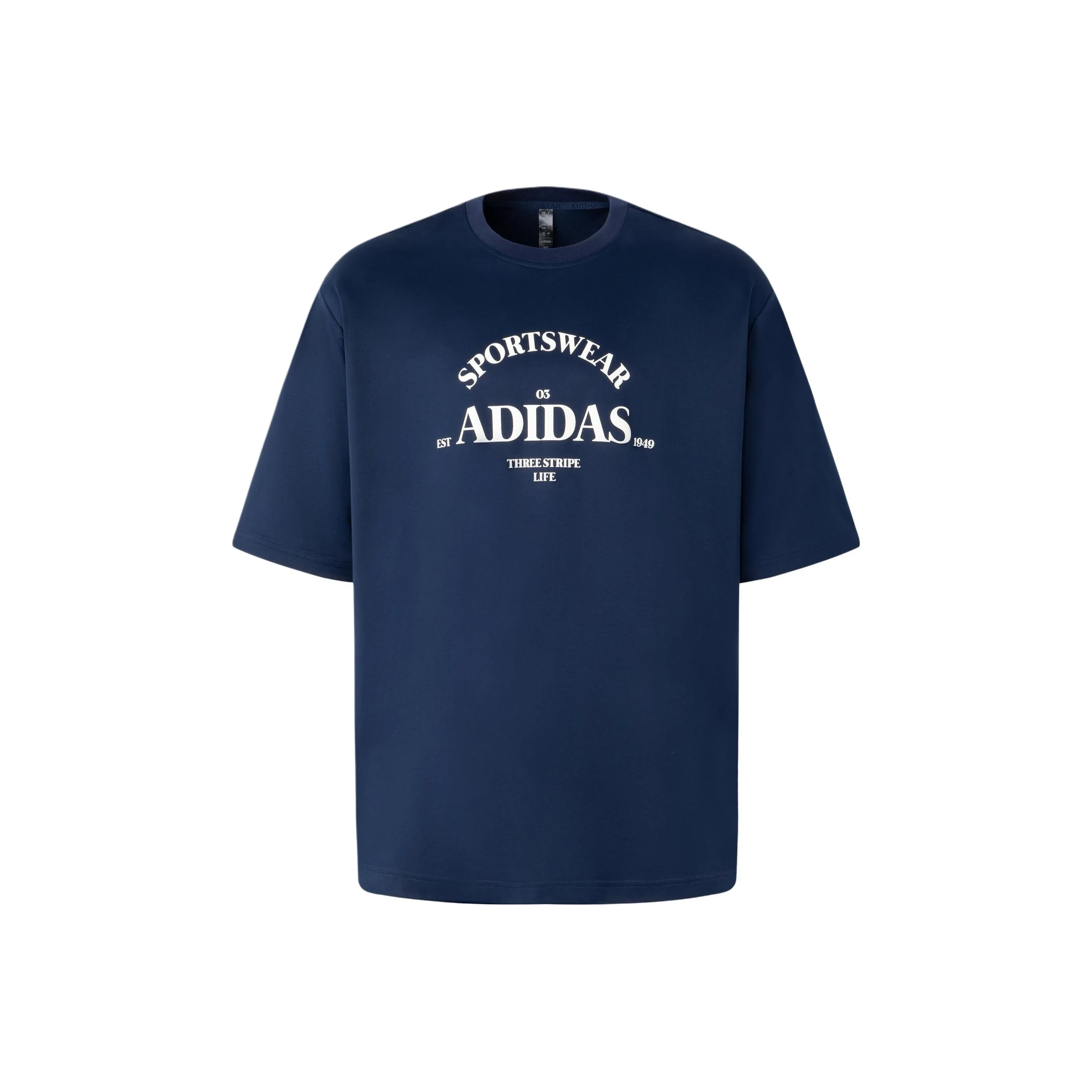 Adidas T-Shirt Men's College Темно-синий Нефритовый Белый