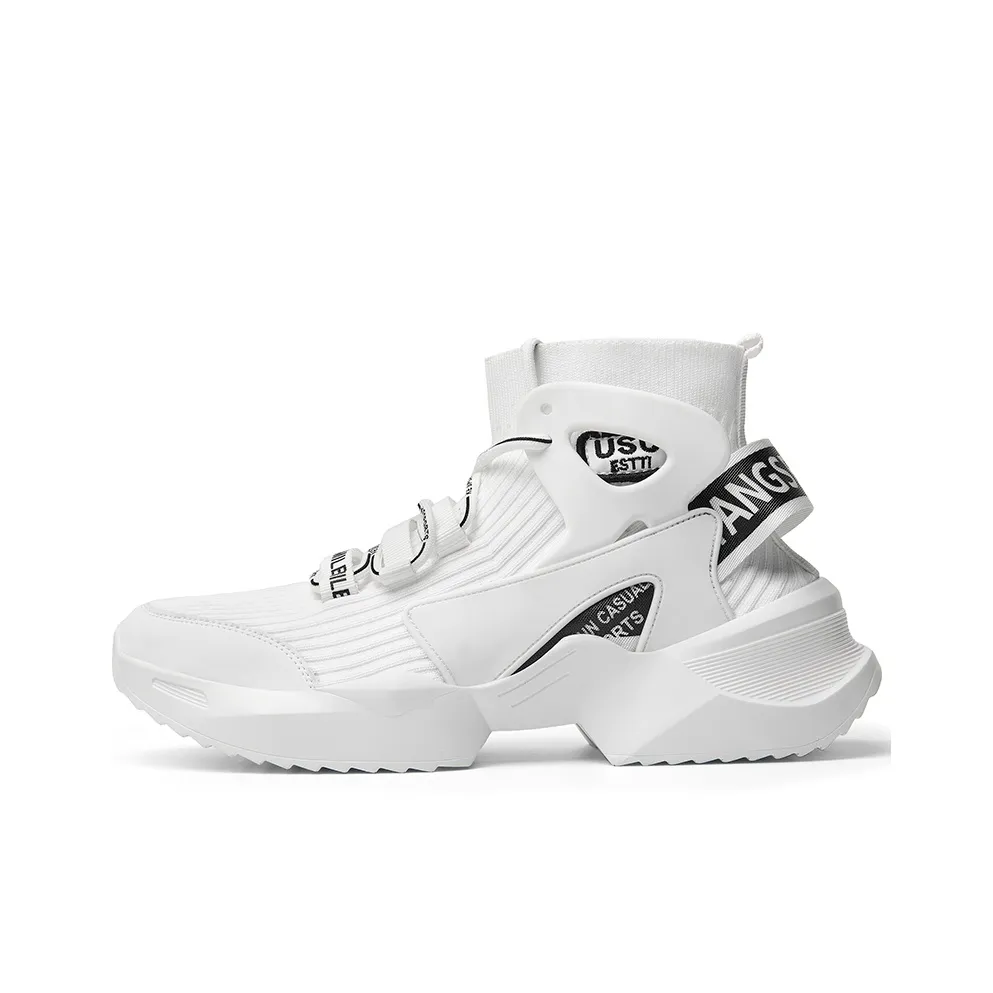 BIANSULONG Амортизация Дышащий Балансированный Высокий Топ Толстая подошва Кроссовки Унисекс Белый Черный