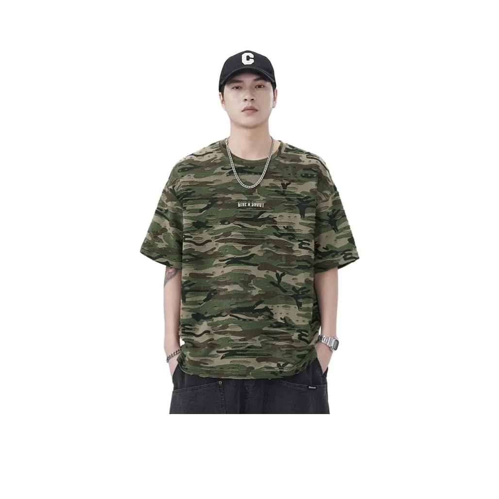  V T Рубашка Мужская Камуфляж Зеленый