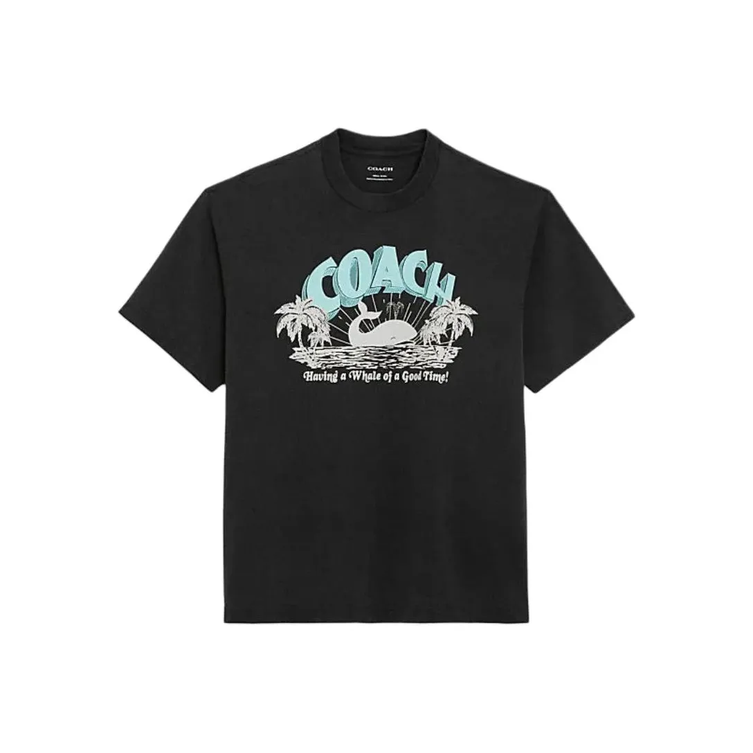 COACH С принтом буквы круглый вырез короткий рукав футболка мужская черная