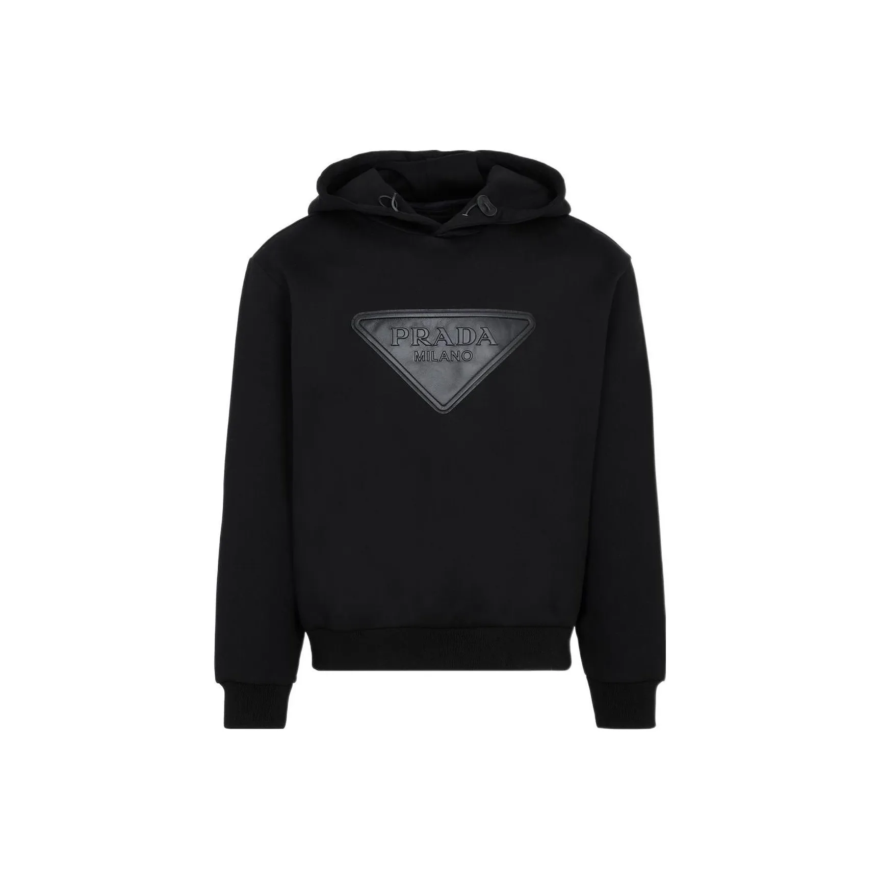 PRADA Logo Leather Patch Hoodie