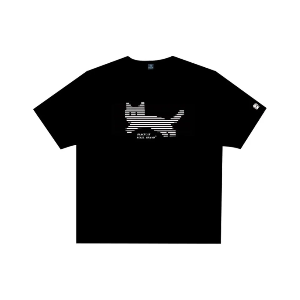 Black Cat Pixel T Shirt Unisex Black