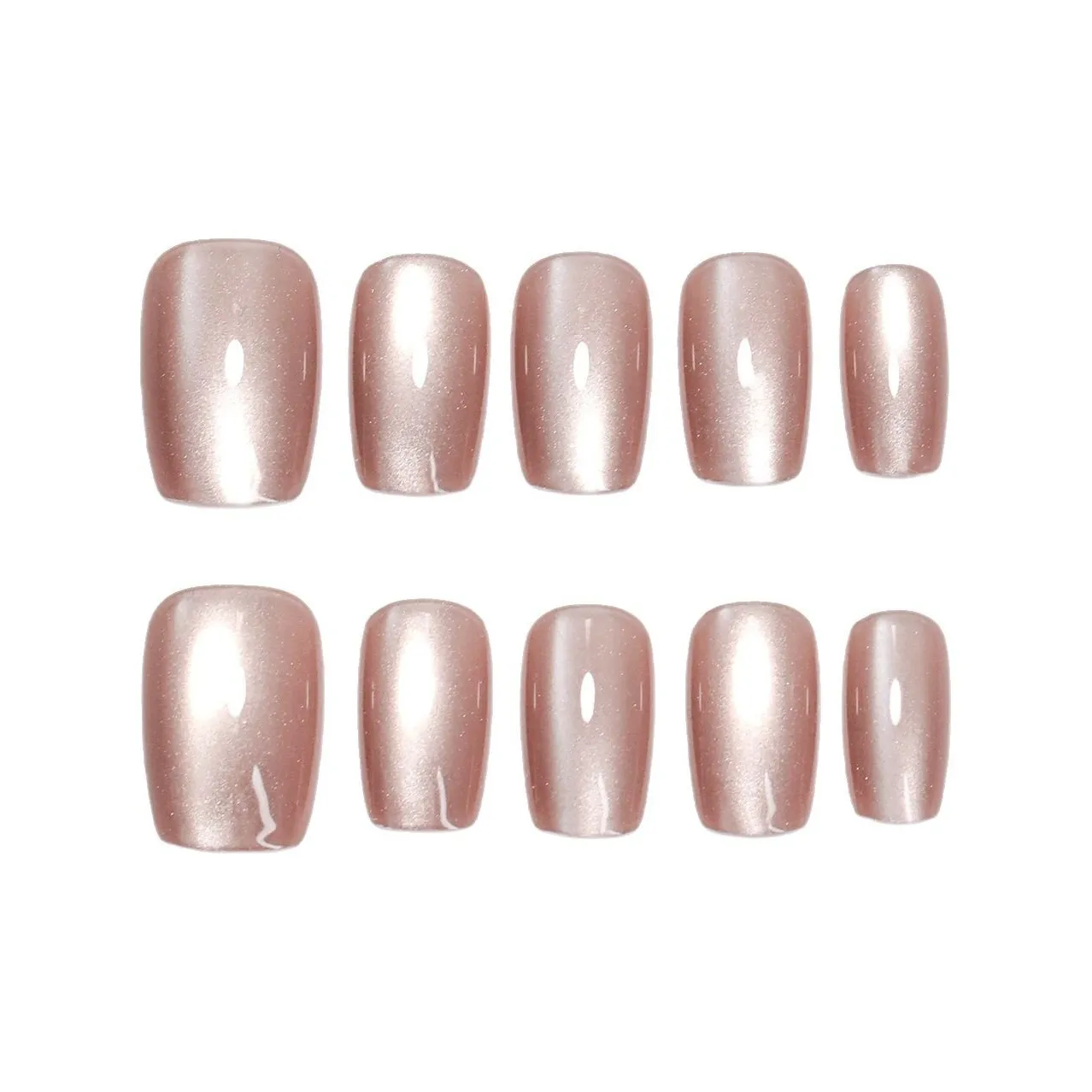 Gentle Welcome Кошачий глаз Премиум Размер Элегантность Минималистский стиль False Nail Трапециевидный Нежно-розовый Однотонный