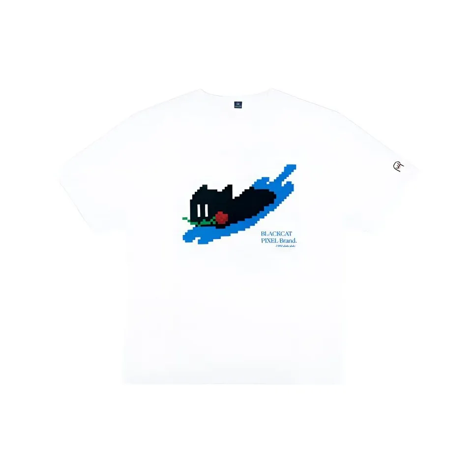 Black Cat Pixel T Shirts Men's