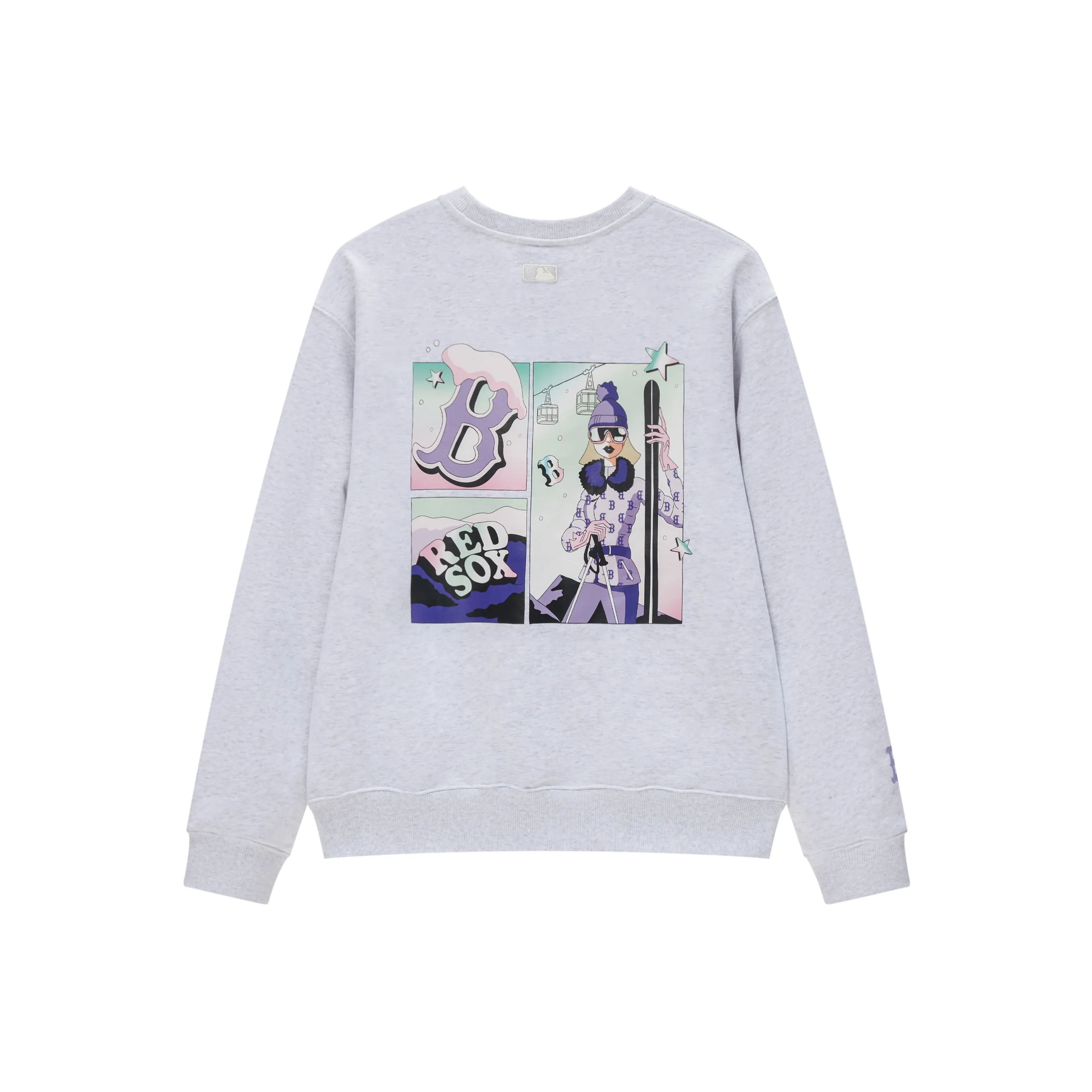 MLB Boston Red Sox LIKE Collection 24FW Круглый вырез Свитшот Унисекс Светлый Фотиния Серый