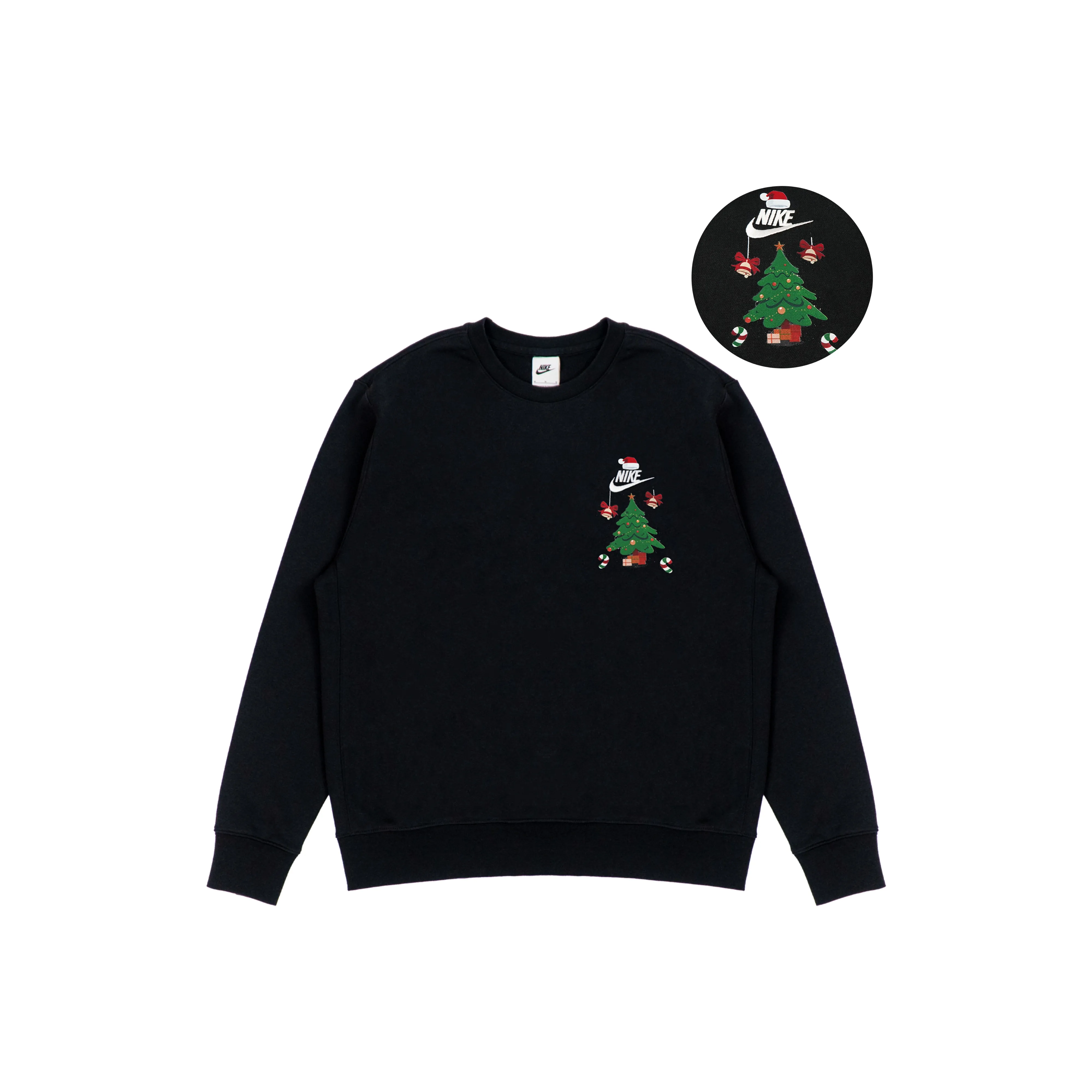 Nike Sweatshirt Christmas Mini Tree Christmas Theme Unisex Black