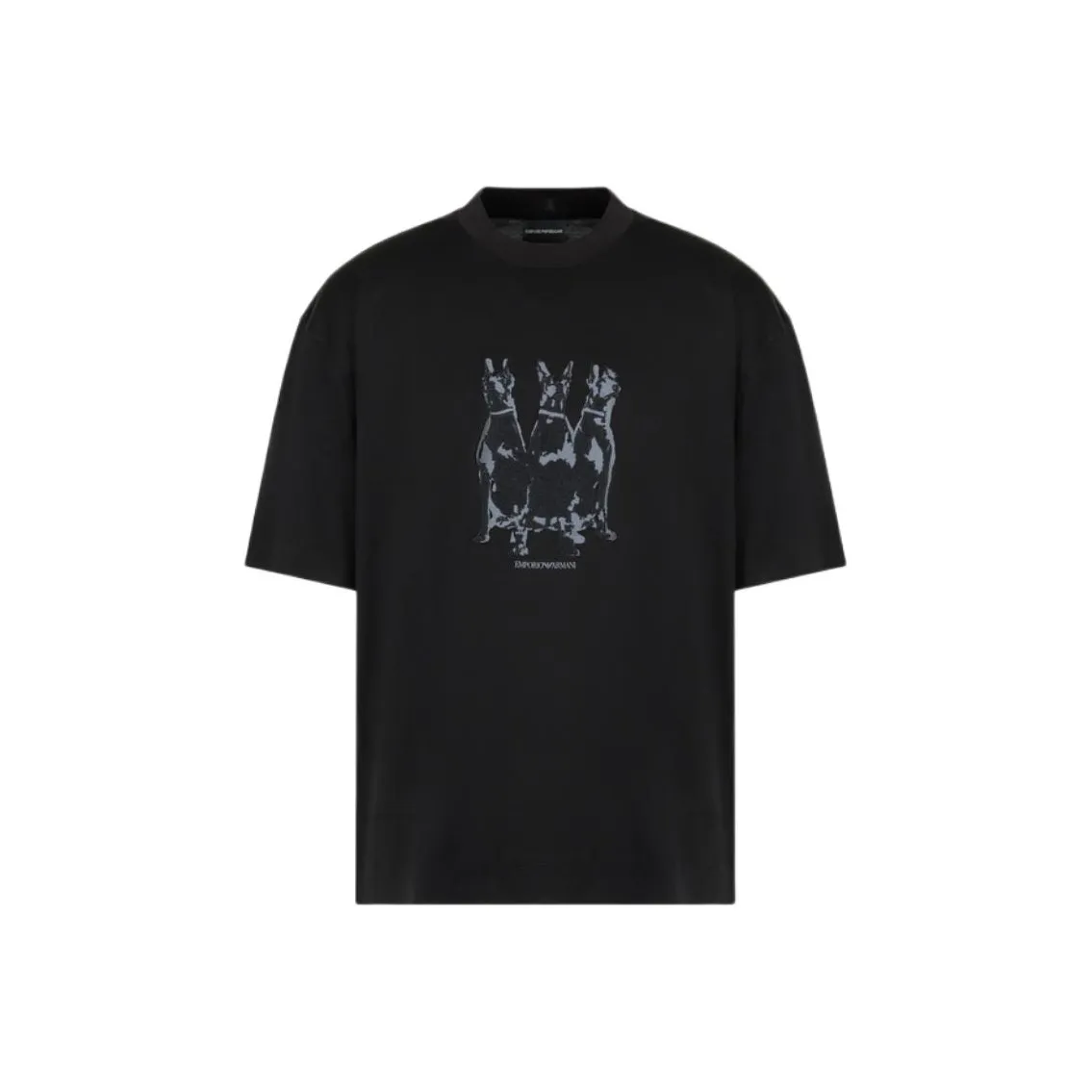 EMPORIO ARMANI Lyocell blend Jersey Oversized T shirt With Dobermann Embroidery And Print