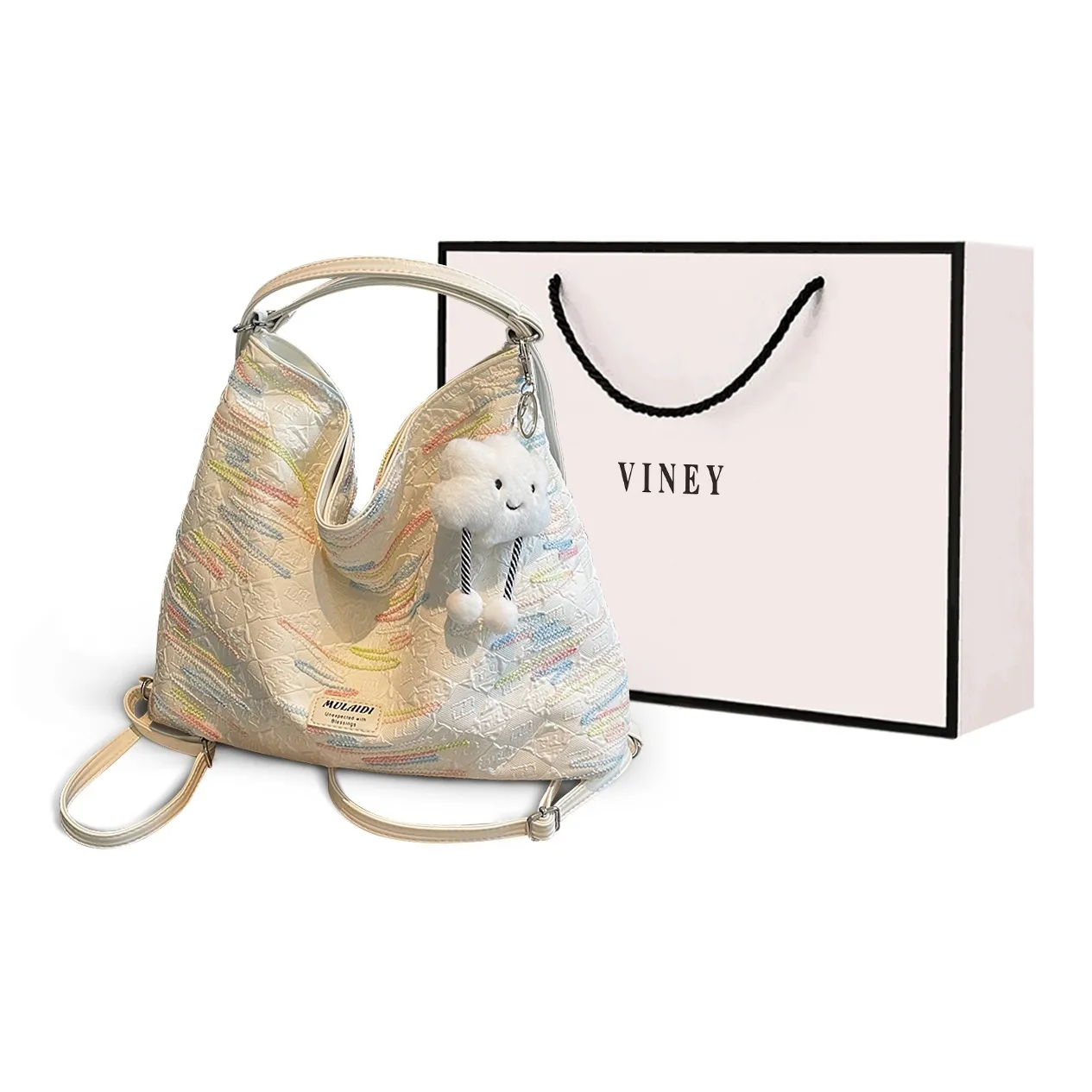 VINEY Ткань Сумка-тоут на плечо стандартная женская цвет экрю