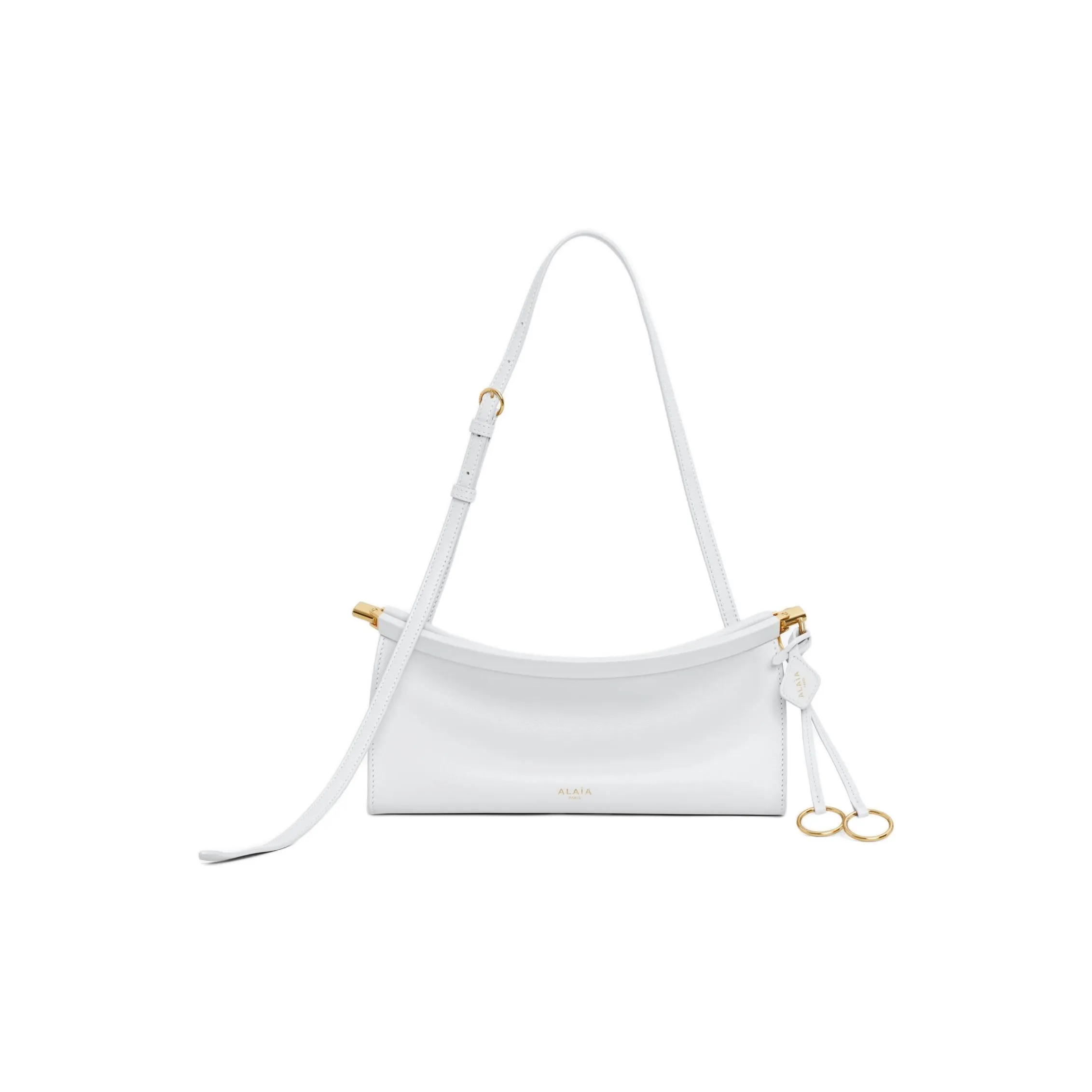 Alaia Calfskin Shoulder Bag Trumpets Women's Light White