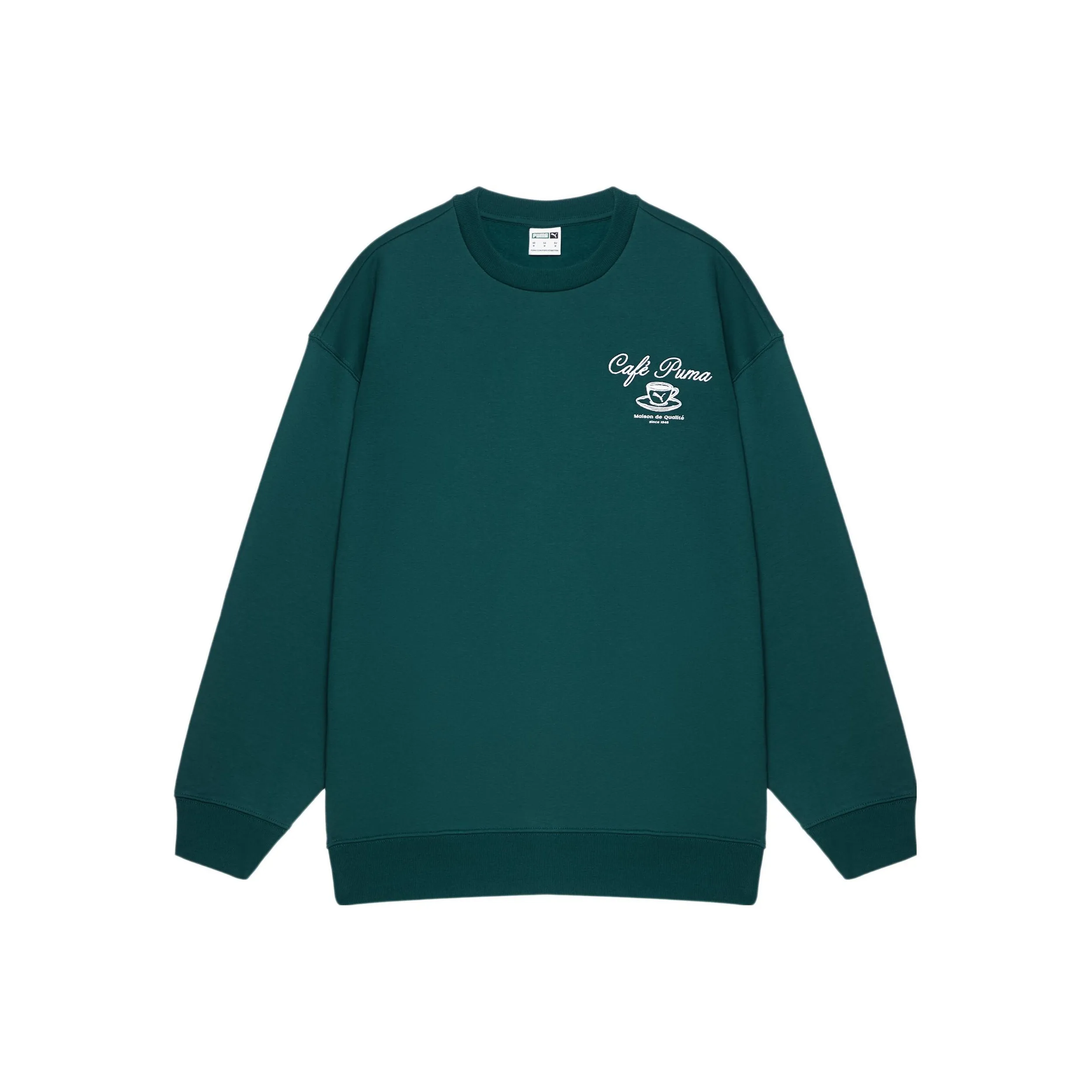 PUMA CLASSICS CAFE Crew Fleece Sweatshirt Men's Green