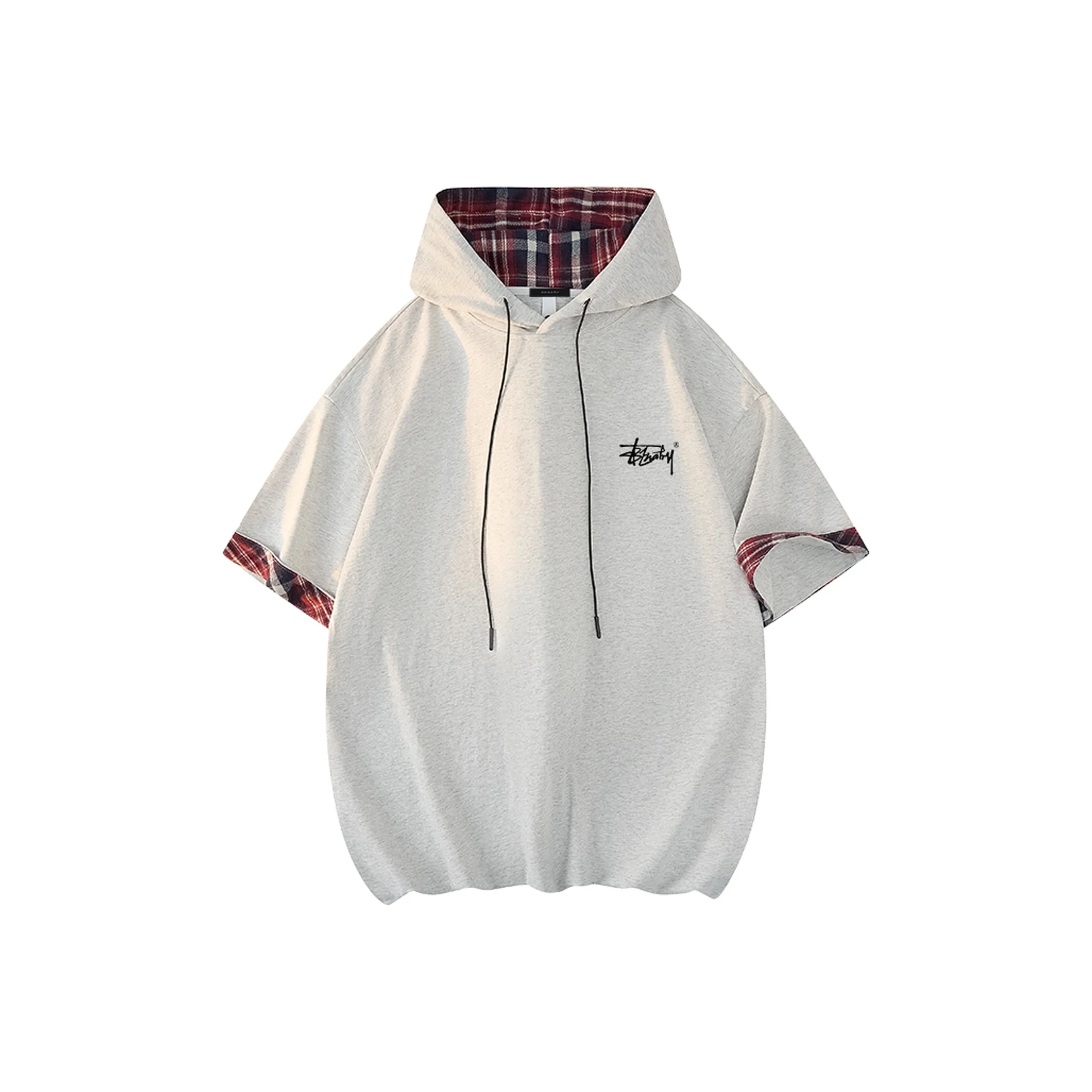 BENATRY T Shirt Unisex Heather Gray/Red Plaid