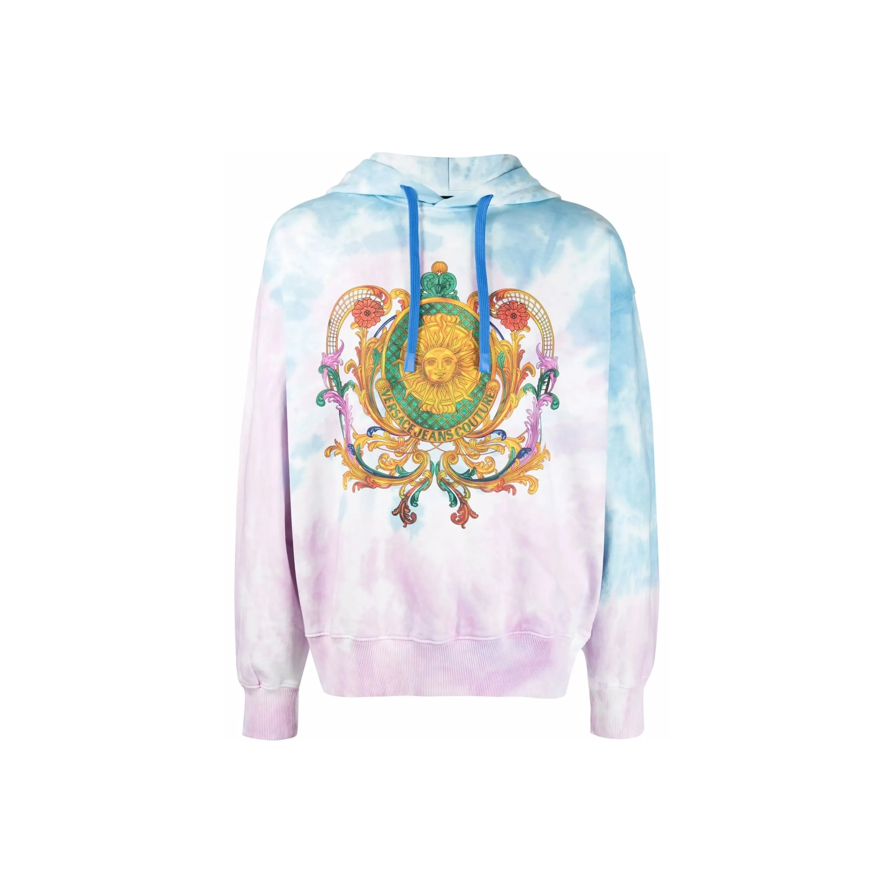 VERSACE Jeans Couture Tie Dye Barocco Printed Drawstring Hoodie