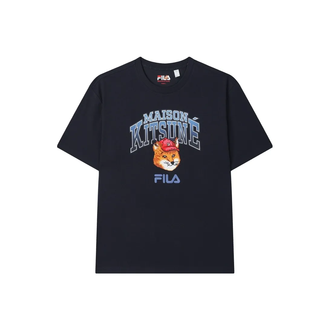 FILA X MAISON KITSUNE Little Fox T Рубашка Унисекс Легенда Синий