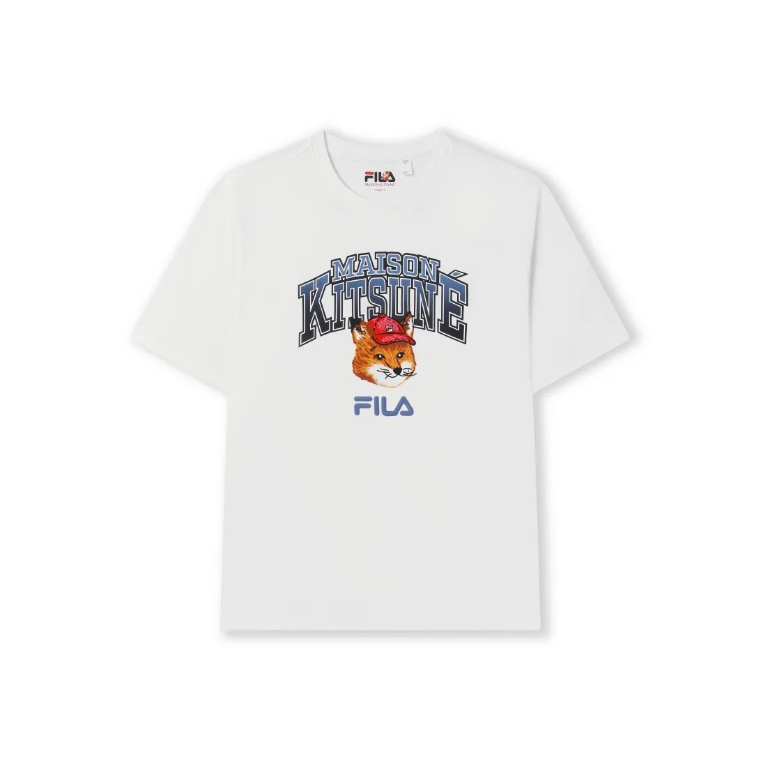 FILA X MAISON KITSUNE Little Fox T Рубашка Унисекс Облачный Белый