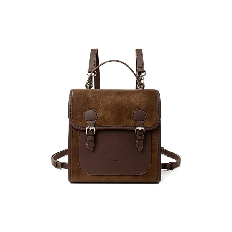 teenmix Рюкзак из синтетической кожи с коровьей кожей стандартный женский коричневый черный