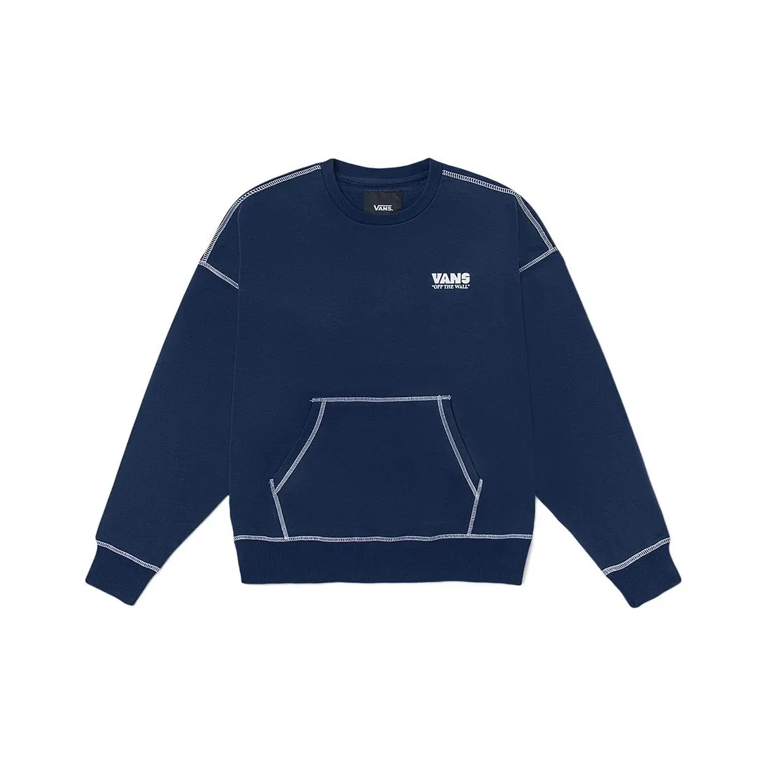 Vans Logo Letter Print Crewneck Pullover Sweatshirt Navy Blue