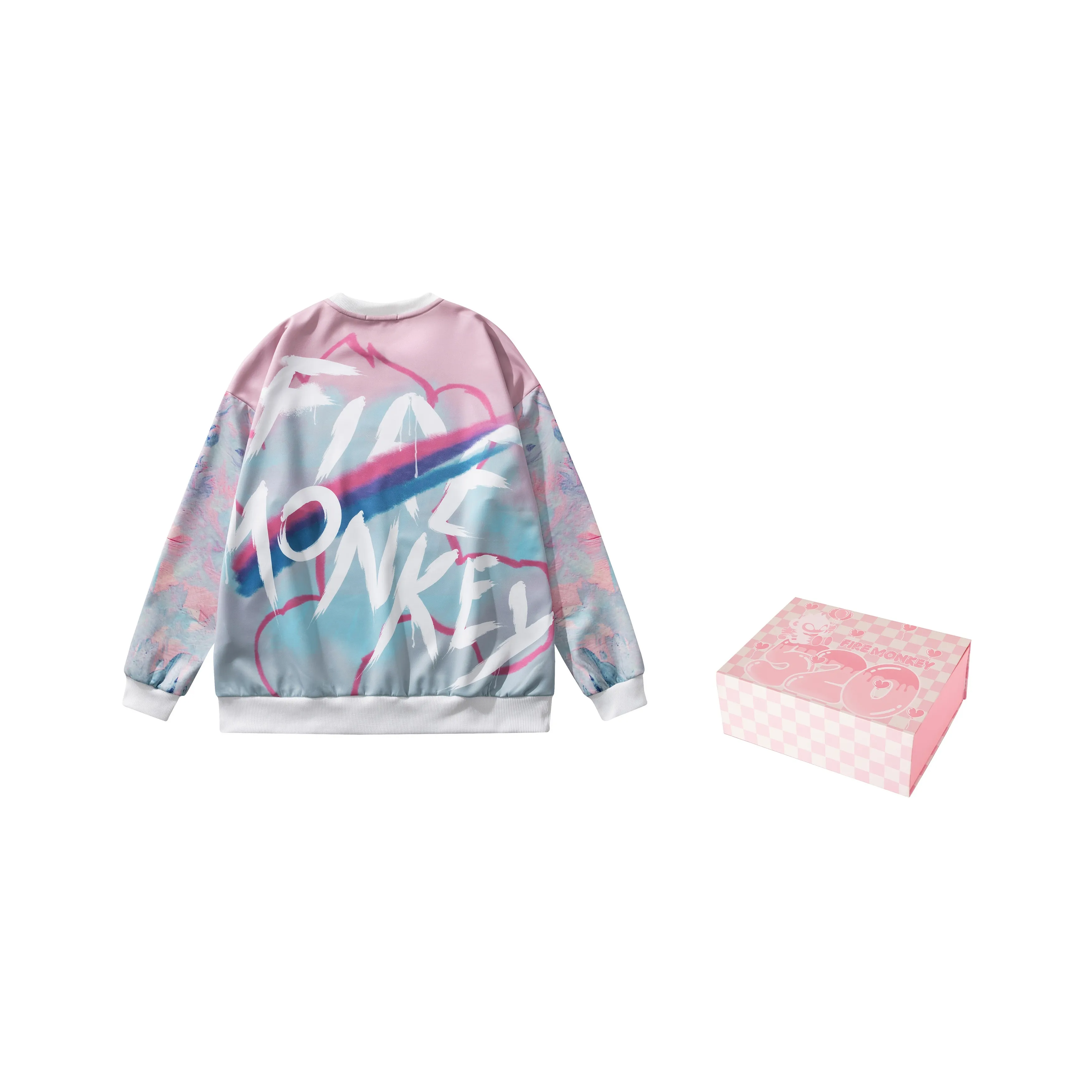 FireMonkey Круглый вырез Свободный крой Толстовка Унисекс Розовый