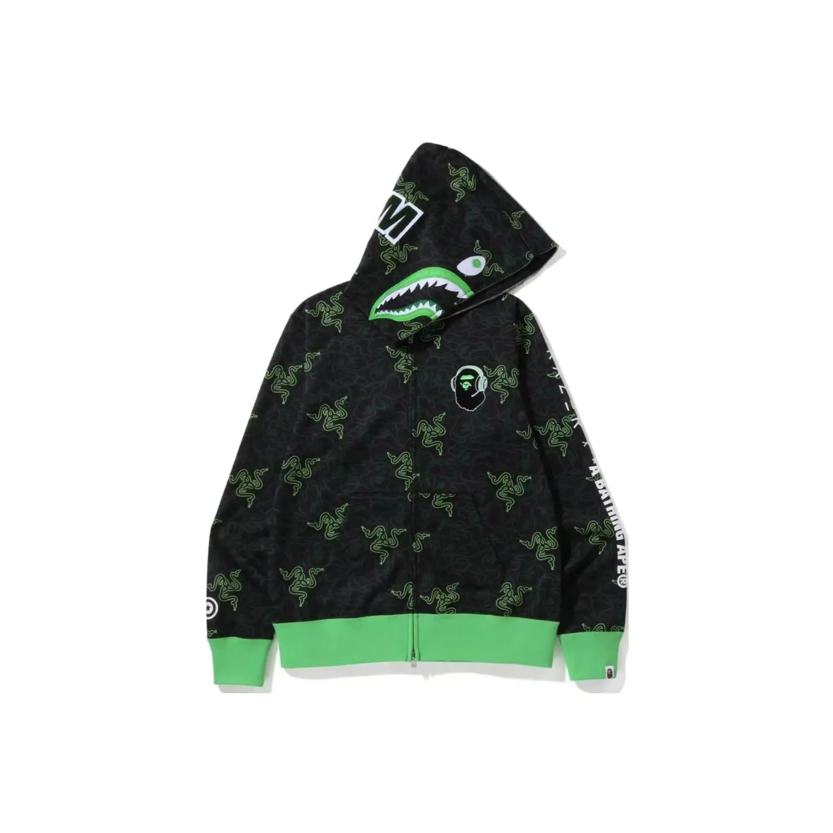 A BATHING APE X Razer Neon Camo Shark Full Zip Hoodie
