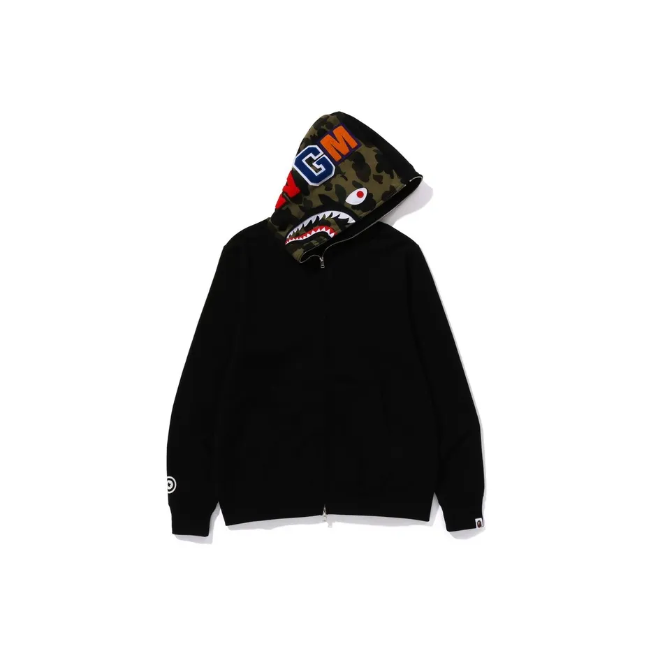 Bape X Ovo Woodland Camo Shark Reversible Full Zip Hoodie